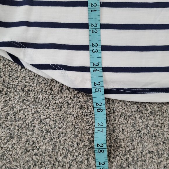 Old Navy Women's Everywear Stripe Crew Neck T-Shirt White with Blue Stripes NWT - Picture 10 of 12